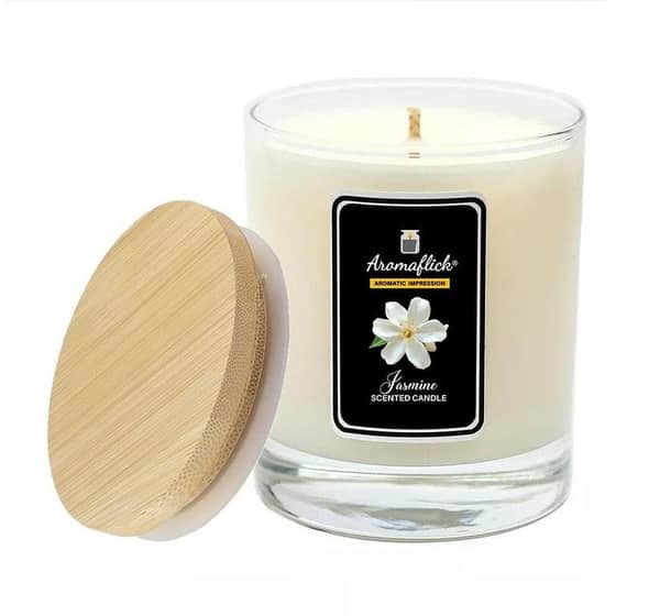 Jasmine Scented Candle in Glass Jar – Calming Floral Glow