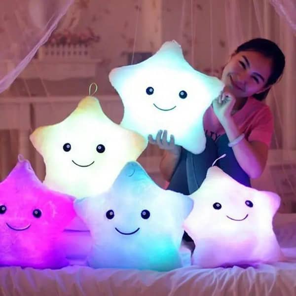 Creative Toy Luminous Plush Body Pillow - Soft Glowing Star-Shaped Cushion with LED Light, Changeable Colors, Ideal Gift for Kids and Girls (Battery Not Included)