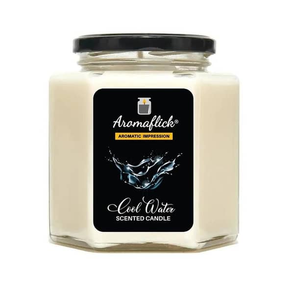 Cool Water Scented Candle in Hexagonal Jar – Fresh & Stylish Aroma