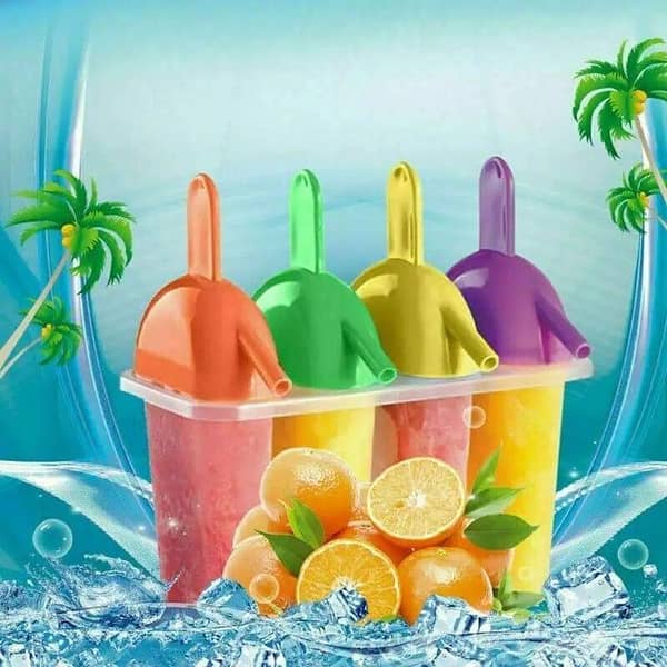 4-Piece Pop Molds for Ice Cream and Yogurt, DIY Juice and Lolly Maker, Freezer Popsicle Molds