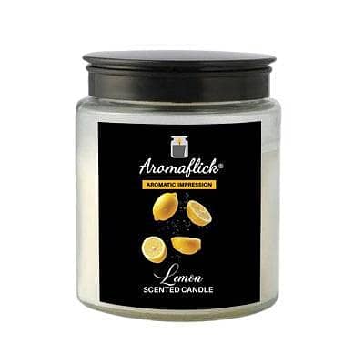AROMAFLICK Customized Lemon Scented Candle in a Glass Jar