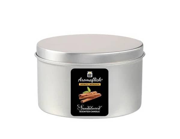 AROMAFLICK Customized Sandalwood Scented Candle in Silver Tin