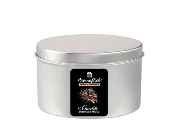 Chocolate Scented Candle in Silver Tin – Decadent & Sweet Aroma