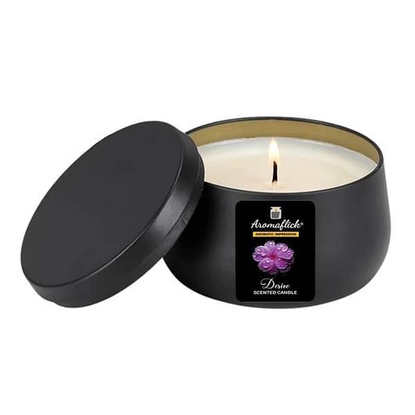 AROMAFLICK Desire Customized Scented Candle in Black Tin