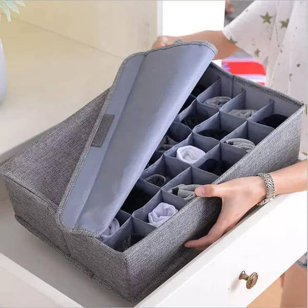 24-Pocket Foldable Organizer for Underwear and Socks with Closet Drawer Divider