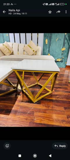 Center Table Nest Style New Design Modern Furniture Golden Frame