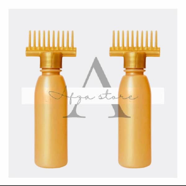 Set of 2 Hair Oil Bottles with Attached Combs