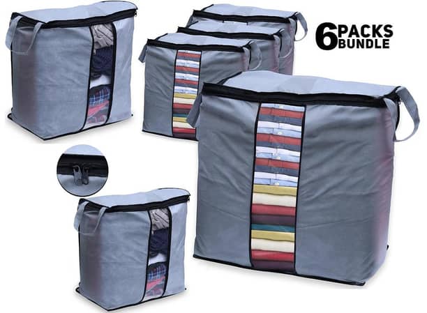 Set of 6 Portable Bamboo Storage Bags for Clothes and Travel - Foldable and Convenient Organizer