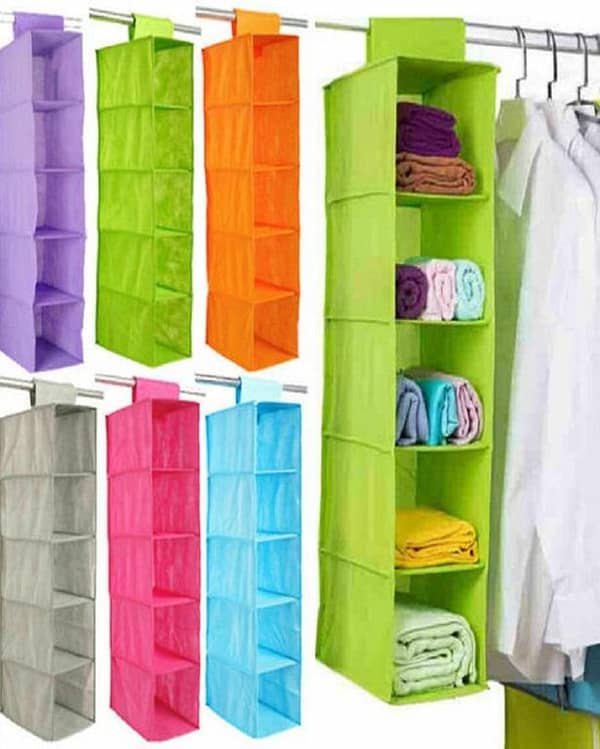 6-Shelf Hanging Wardrobe Organizer for Clothes, Shoes, and Garments