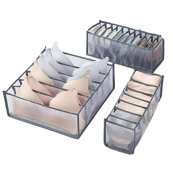 Houseeker 3-Piece Organizer Set for Bras, Socks, and Underwear - Foldable Storage Boxes for Closet and Drawer Use