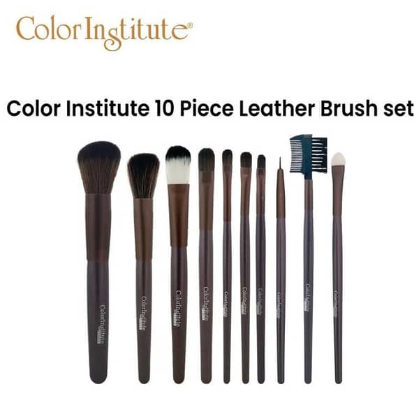 Color Institute 10-Piece Leather Makeup Brush Set