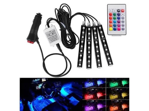 Universal LED Car Atmosphere Light with Remote Control - 7 Color Options