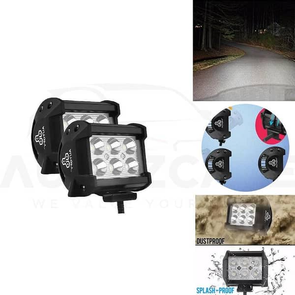 Autofy 6-LED Fog Light Set for Cars and Bikes - Universal Fit with ON/OFF Switch and Fitting Kit