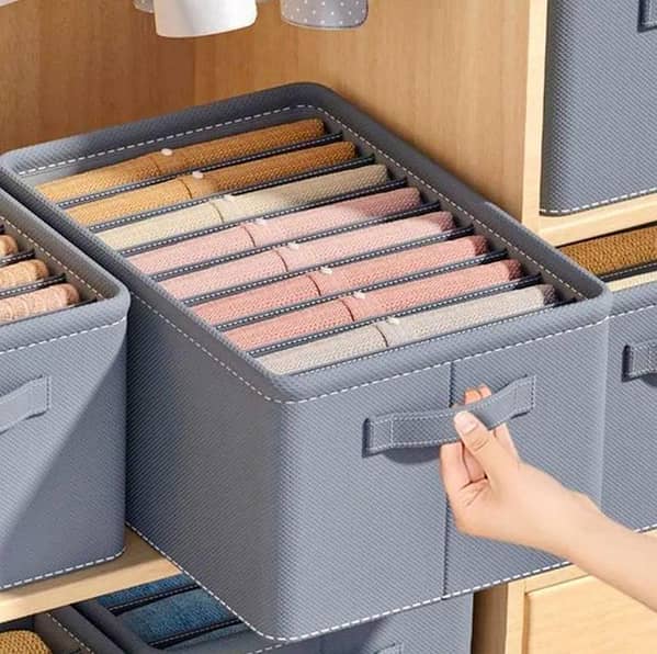 6-Grid Washable Clothes Organizer for Wardrobe, Jeans Storage Box, Mesh Drawer Separator, Portable Foldable Closet Solution