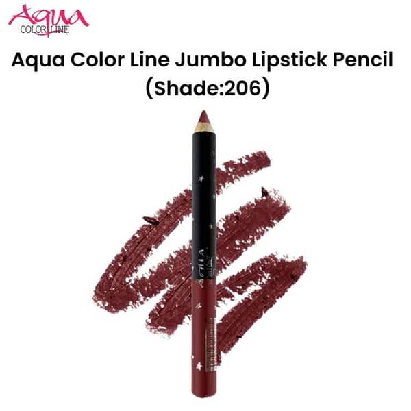 Aqua Color Line Jumbo Lipstick Pencil - Shade 206 for Smooth Application and Rich Color