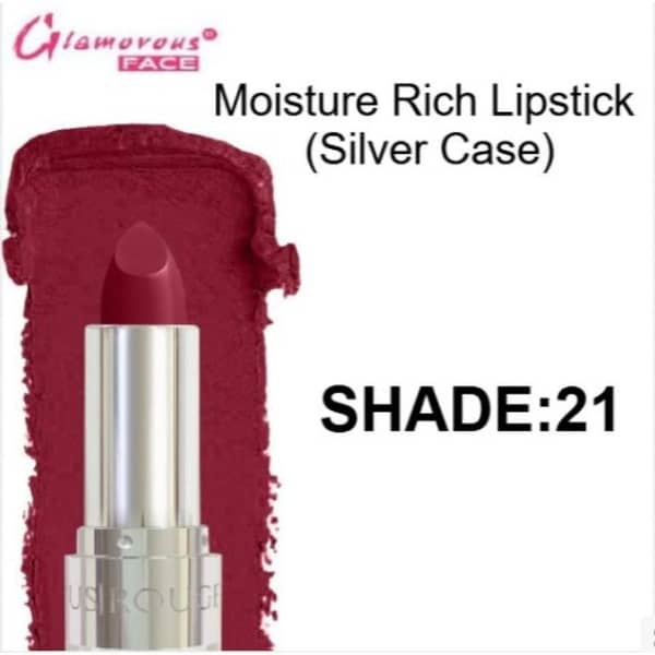 Glamorous Lipstick by Moisture Rich in Shade 21 for Hydration and Color