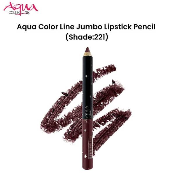 Aqua Color Line Jumbo Lipstick Pencil in Shade 221 for Precise Lip Definition and Full Coverage