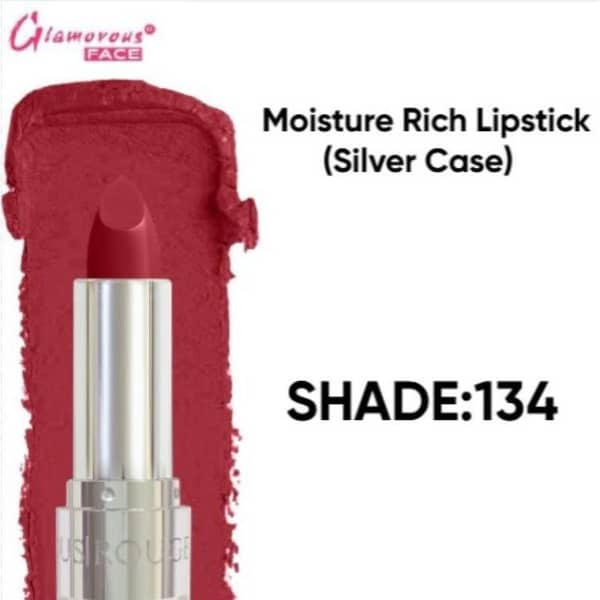 Glamorous Moisture Rich Lipstick in Shade 134 for Hydration and Long-Lasting Color