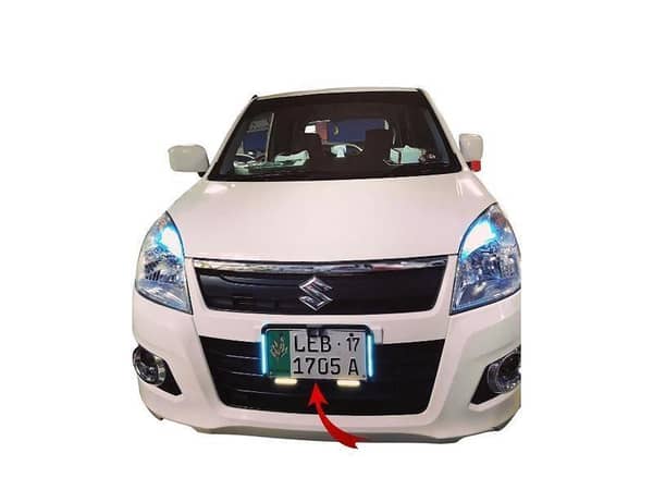 Black 2-Piece Set of Car LED License Plate Frames with Camera Installation Option
