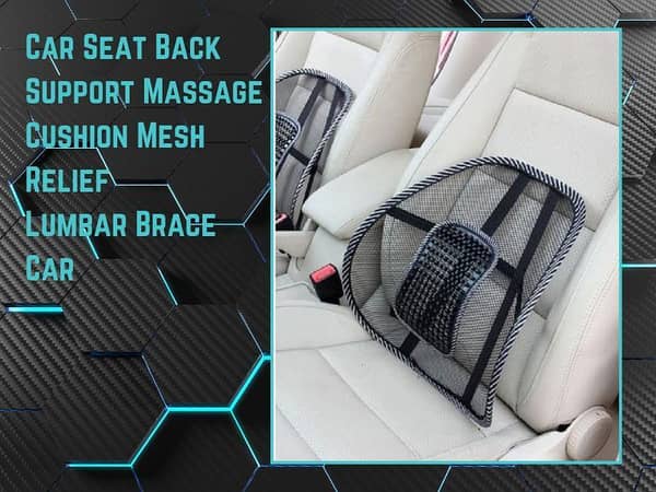 Lumbar Brace with Massage Feature for Car Seats - Mesh Back Support Cushion