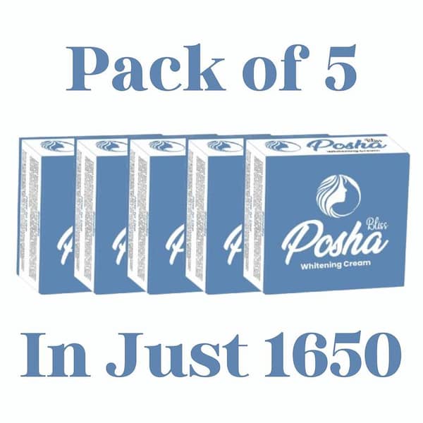POSHA Bliss Whitening Cream, 5-Pack for Instant Fairness, Dark Spot Correction, and Skin Brightening