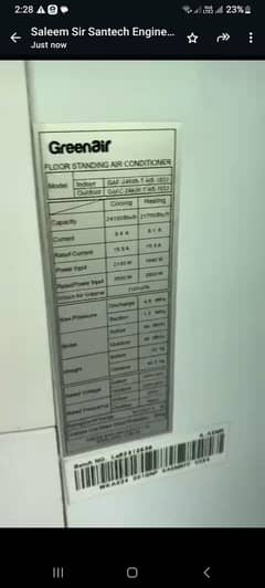 New 2.0 Invertor floor standing AC Green Air for sale