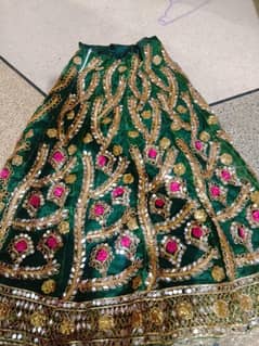 3 piece, Mehandi lehenga with Short kurtii