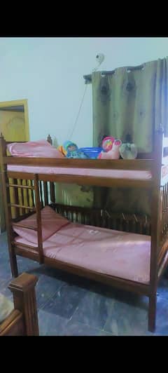 Pure wooden bunk bed for kids