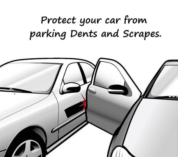 4 Grey Car Rubber Door Edge Protectors - Set of 4 for Scratch Prevention