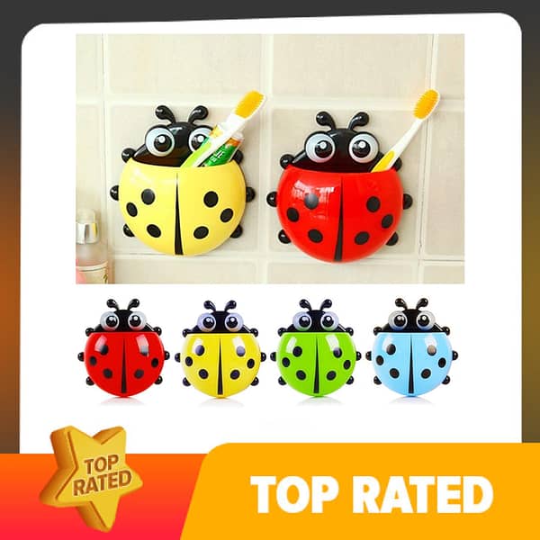 Ladybug Toothbrush Holder with Strong Suction Cup for Toothbrush and Toothpaste Storage