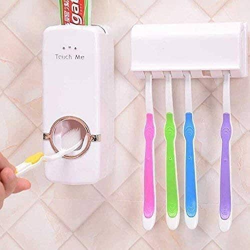 ZGT Automatic Toothpaste Dispenser and Toothbrush Holder for Bathroom - Wall-Mounted Toothpaste Squeezer