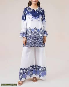 2 PC's women's stitched grip printed shirt and palazzo