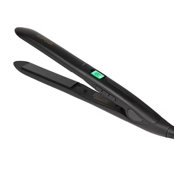 KIPOZI Titanium Flat Iron Hair Straightener with Digital LCD, Dual Voltage, and Instant Heating for All Hair Types
