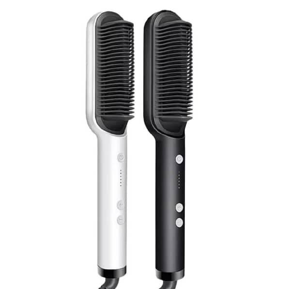 Electric Hair Straightening Brush for Girls - 2 in 1 Straightener and Curler Comb for Quick Styling