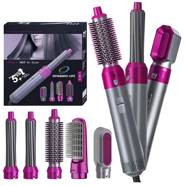 5-in-1 Hair Dryer Brush by [Brand Name]: Combines Volumizer, Hot Air Brush, Scalp Massager, Curler, and Straightener for Women's Hair Styling