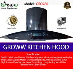 kitchen hood chimney stenless steel body copper motor