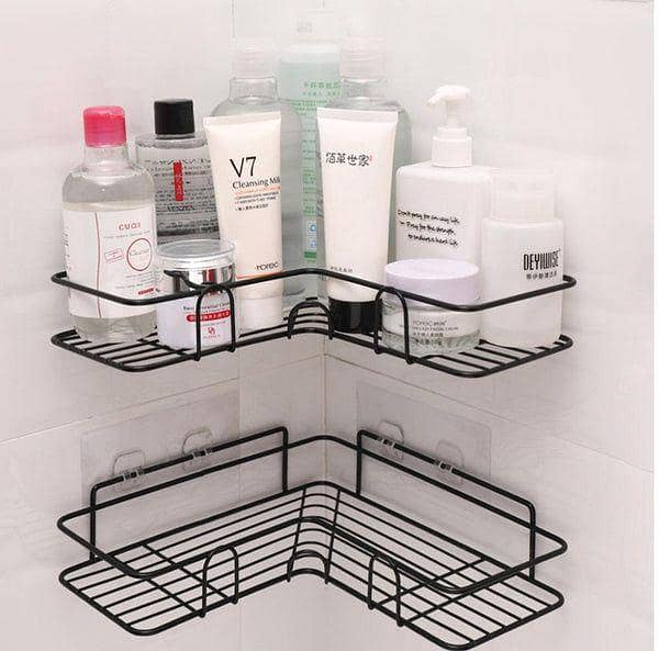 Wall-Mounted Iron Corner Shelf Holder - Organizer for Cosmetics and Bathtub Accessories