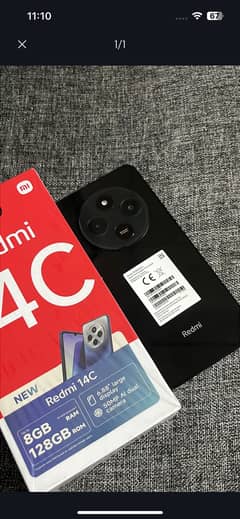 Redmi 14c pta approved 8/128gb with box
