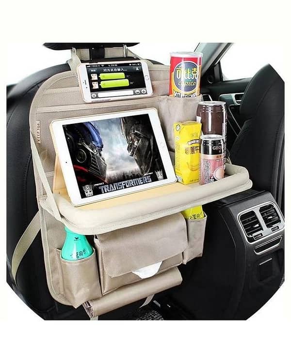 Beige Multi-Organizer with Table for Back Seat