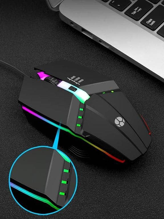 Wired RGB Gaming Mouse with 7 Lighting Effects, Adjustable DPI, Ergonomic Design, and Free Mouse Pad for PC and Laptop Gaming