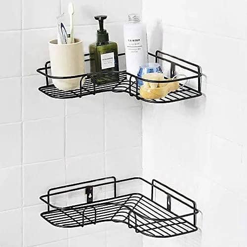 Stainless Steel Corner Shower Caddy Organizer - Wall-Mounted Rustproof Storage Rack for Bathroom and Kitchen Essentials