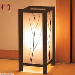 branch motif design wooden table & floor lamp