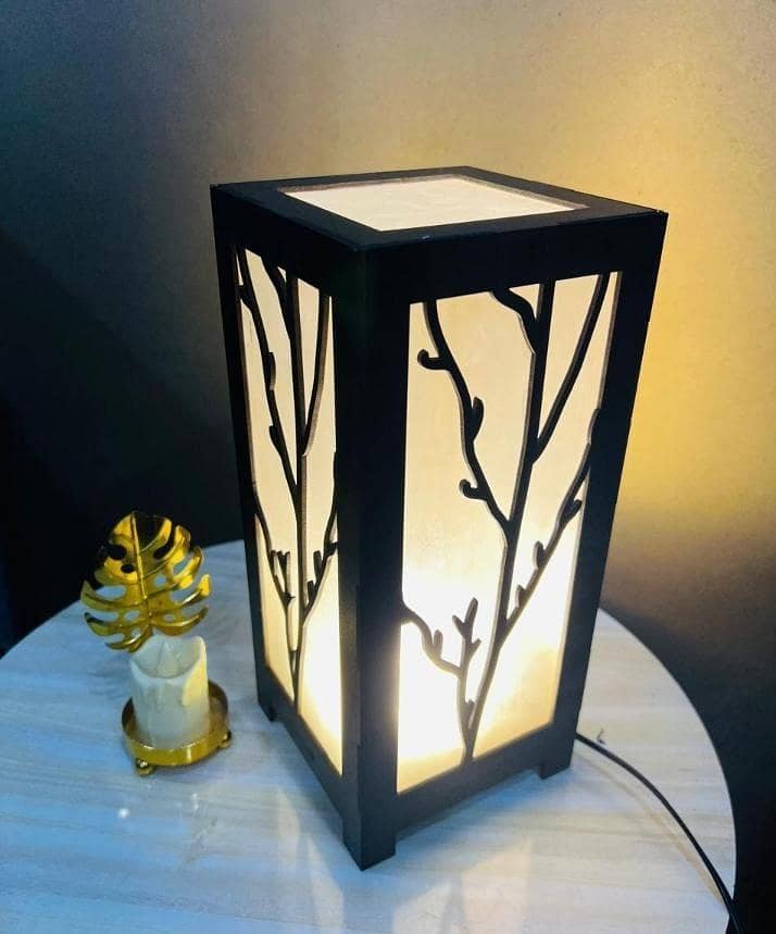 branch motif design wooden table & floor lamp 2