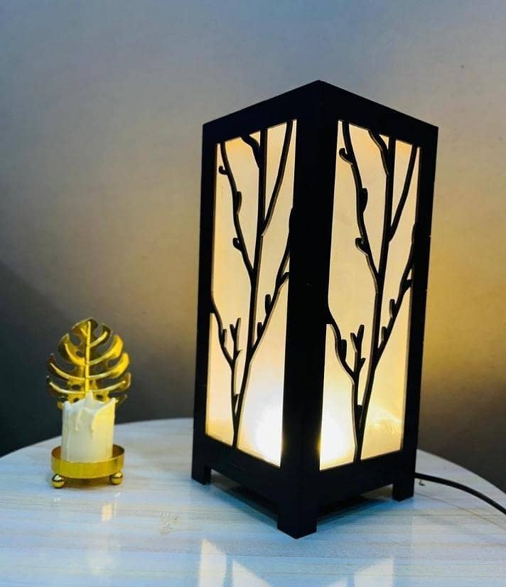 branch motif design wooden table & floor lamp 3