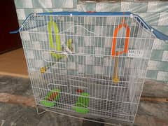 2 pair of parrots with  large cage