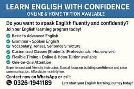 Learn English with Confidence – Online & Home Tuition Available"