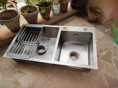 Heavy duty kitchen sink double 31x16