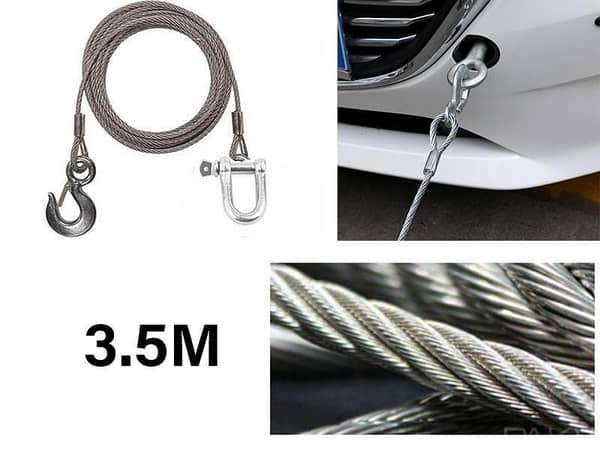 3.5 Meter Steel Wire Rope Tow Chain - Heavy Duty Industry Grade Cable
