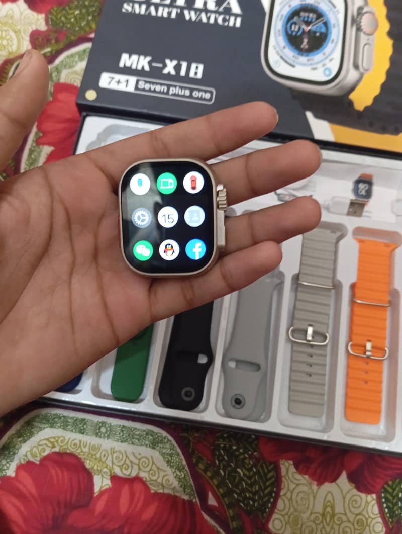ultra smart watch 10 by 10 condition 1 week use 7 strap 6