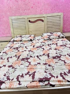 Bed with side table and Dressing table